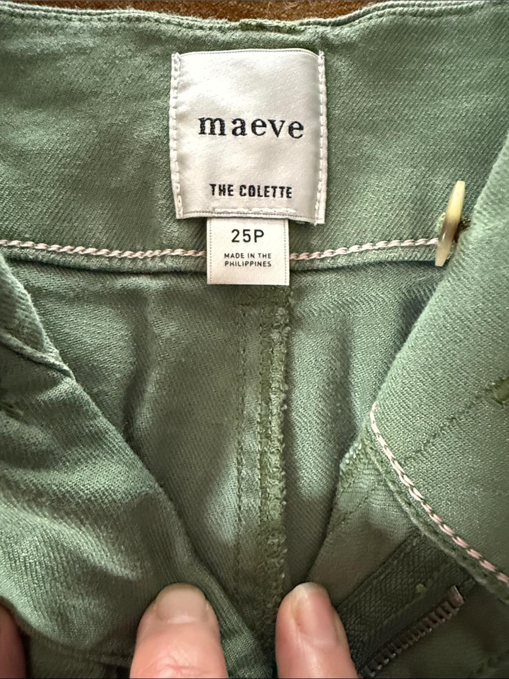Maeve Colette Olive Green Cropped linen Wide-Leg Pants size 25P - Picture 3 of 3